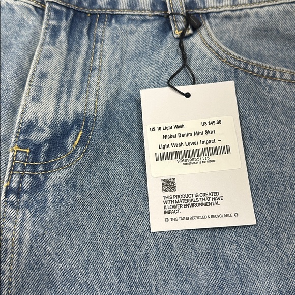 Princess Polly Nickel Denim Mini Skirt Light Wash NWT‎ Size 10 - Picture 6 of 6
